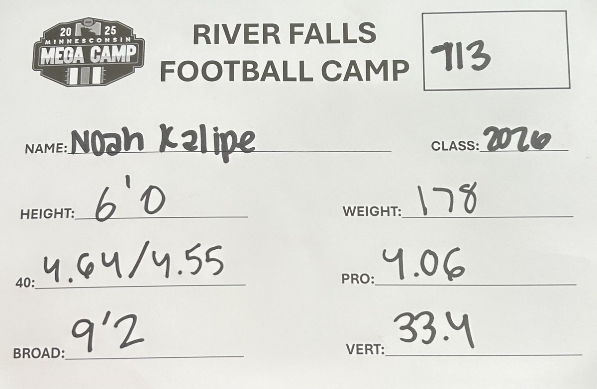 thenoahkalipe's tweet image. I had a great time at the Minnesconsin Mega Camp today!! Succeeded during the competition periods as well as going through a great combine!!
- TOP pro agility time in the camp‼️
@OJW_Scouting @PrepRedzoneMN