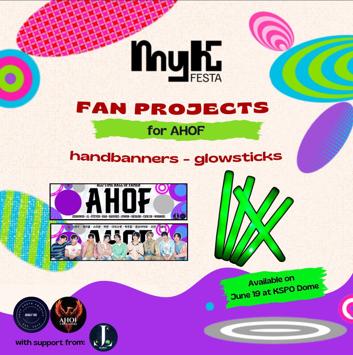 AHOF_NA's tweet image. These fan projects are happening today!
Stay tuned for those who are watching the concert—we’ll be posting the location later where you can claim your hand banner and glow stick!
The led truck will be stationed outside in the afternoon.
@AHOF_official
#AHOF #아홉
#MyKFESTA