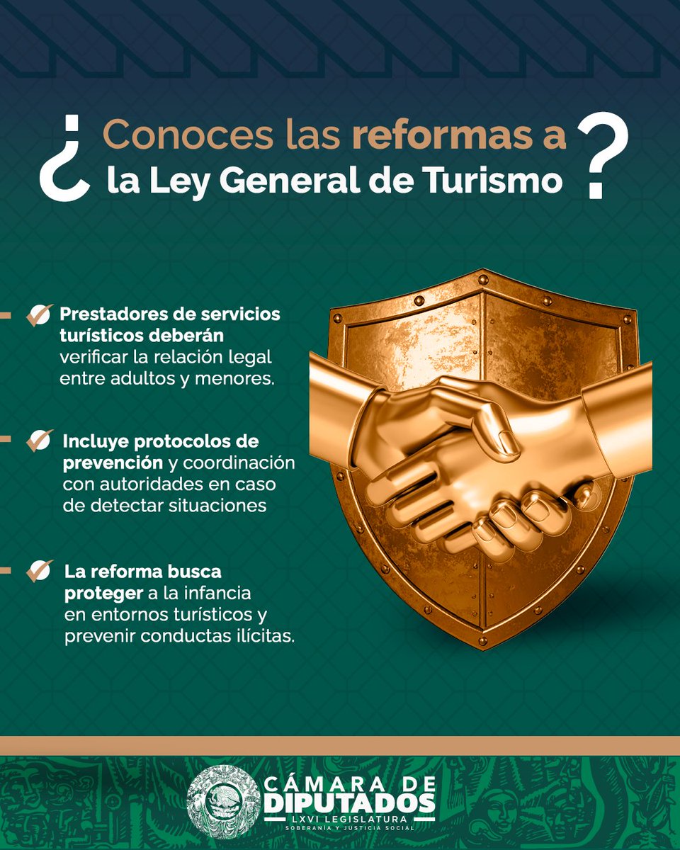 🛡️ ¿Sabías que reformamos la Ley General de Turismo?

El objetivo es proteger a los infantes en entornos turísticos y prevenir conductas ilícitas en su contra

Aquí todos los detalles: