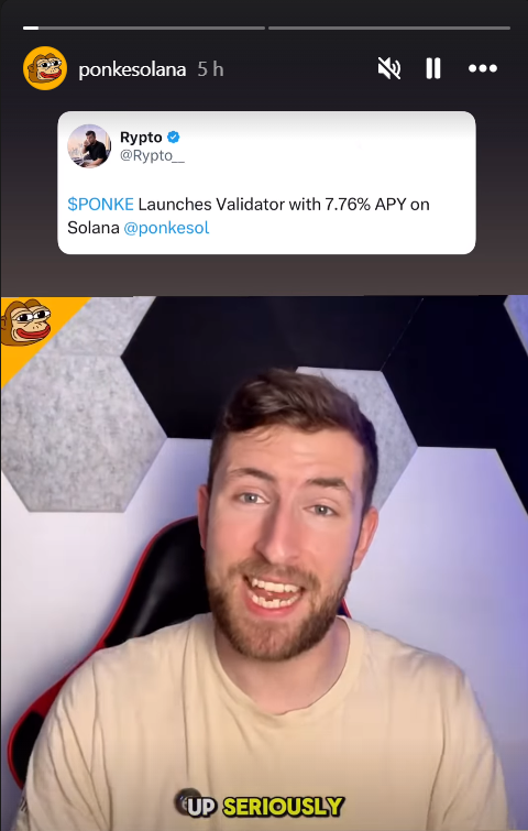 uGuardianYT's tweet photo. 🔥 Earn 7.76% APY passively with the $PONKE validator on Solana!
🐵 Meme coin with real yield.
🔗 Support the project, stake, and watch your tokens grow.
👇 Join early before it hits the mainstream.

Follow me and retweet thank you

#PONKE #Solana $SOL https://t.co/J4CT4bW7gB