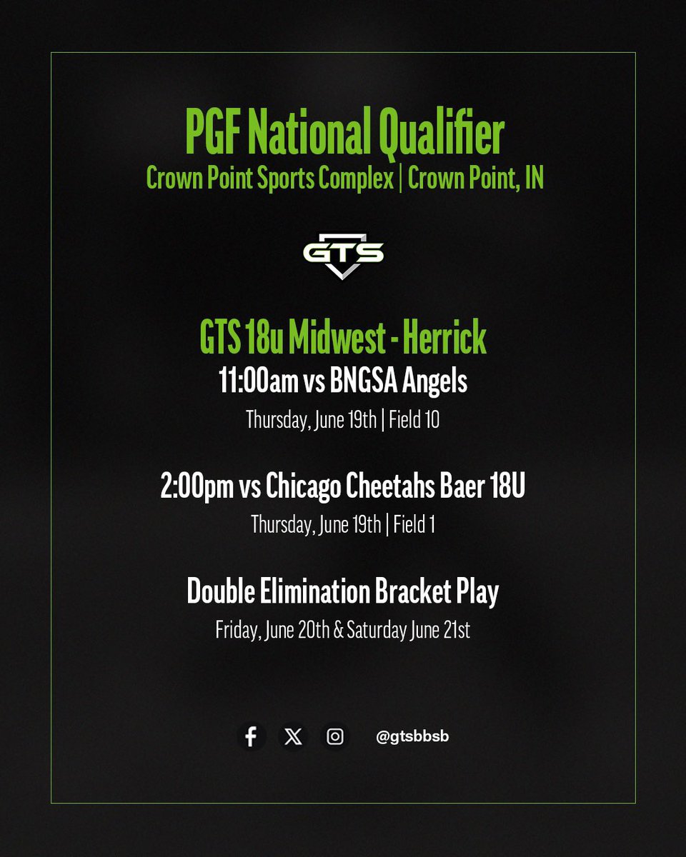 On my way to Crown Point! Excited to get back out there with <a href="/GTSHerrick/">GTS 18u Midwest Herrick</a>
