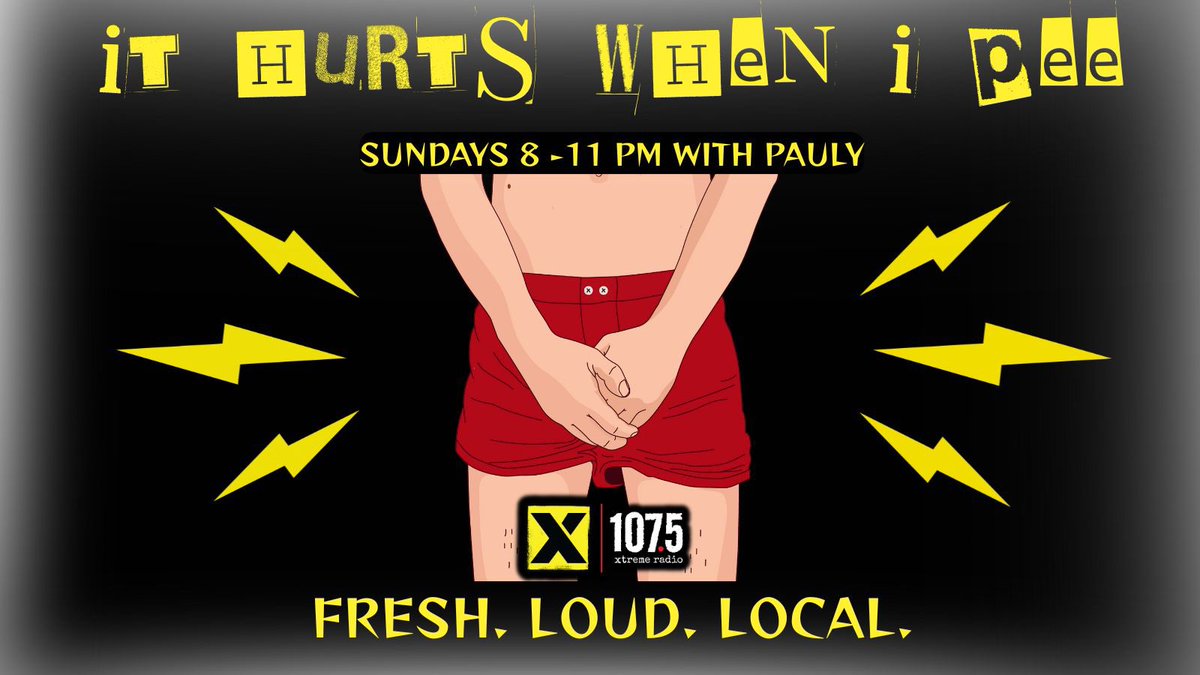 X1075LV's tweet photo. IT HURTS WHEN I PEE, 8-11pm PT each Sunday on @X1075LV, is your 1st source for the latest in Rock, Alternative, Local Bands &amp; more.. Listen on your Radio in #LasVegas, the FREE X107.5 app or https://t.co/pXOv9jH1Z1!

***Vegas Bands, send your music &amp; info to pauly@xtremeradio.com https://t.co/Fu3xGaT7wC