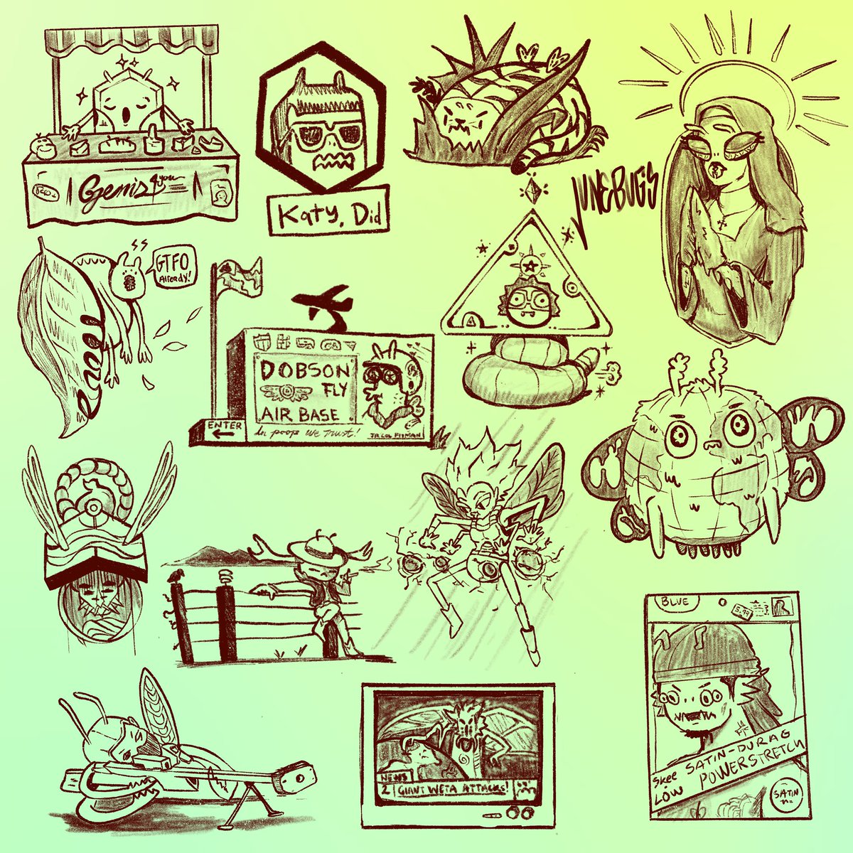 jamstarX's tweet image. Do you even like bugs?

Well, Look at my quirky drawings!

Daily prompts from a list inspired by the homie @vincentghoste 

Swipe for process!

#creatures #character_design #jamjamart #insects #drawingchallenge #junebugs #Illustrator