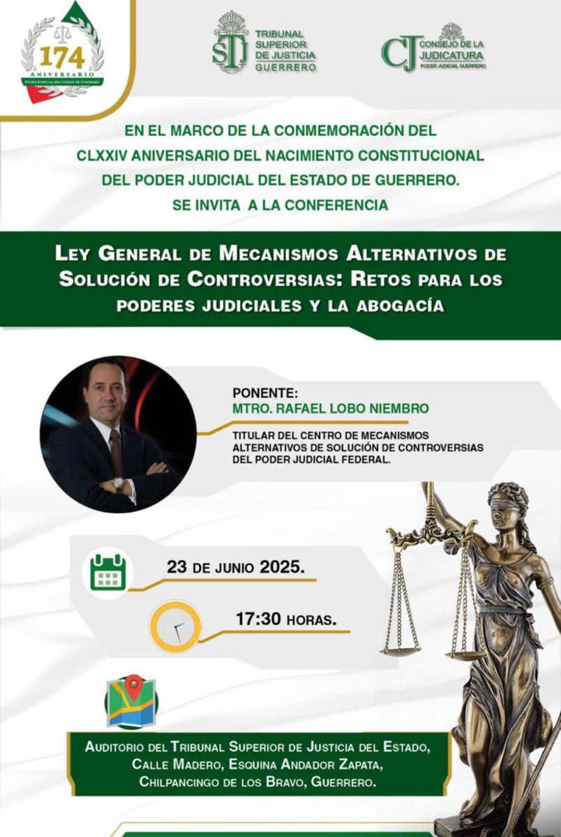 Gracias al Tribunal Superior de Justicia del Estado de Guerrero por la invitación para hablar de la Ley General MASC.