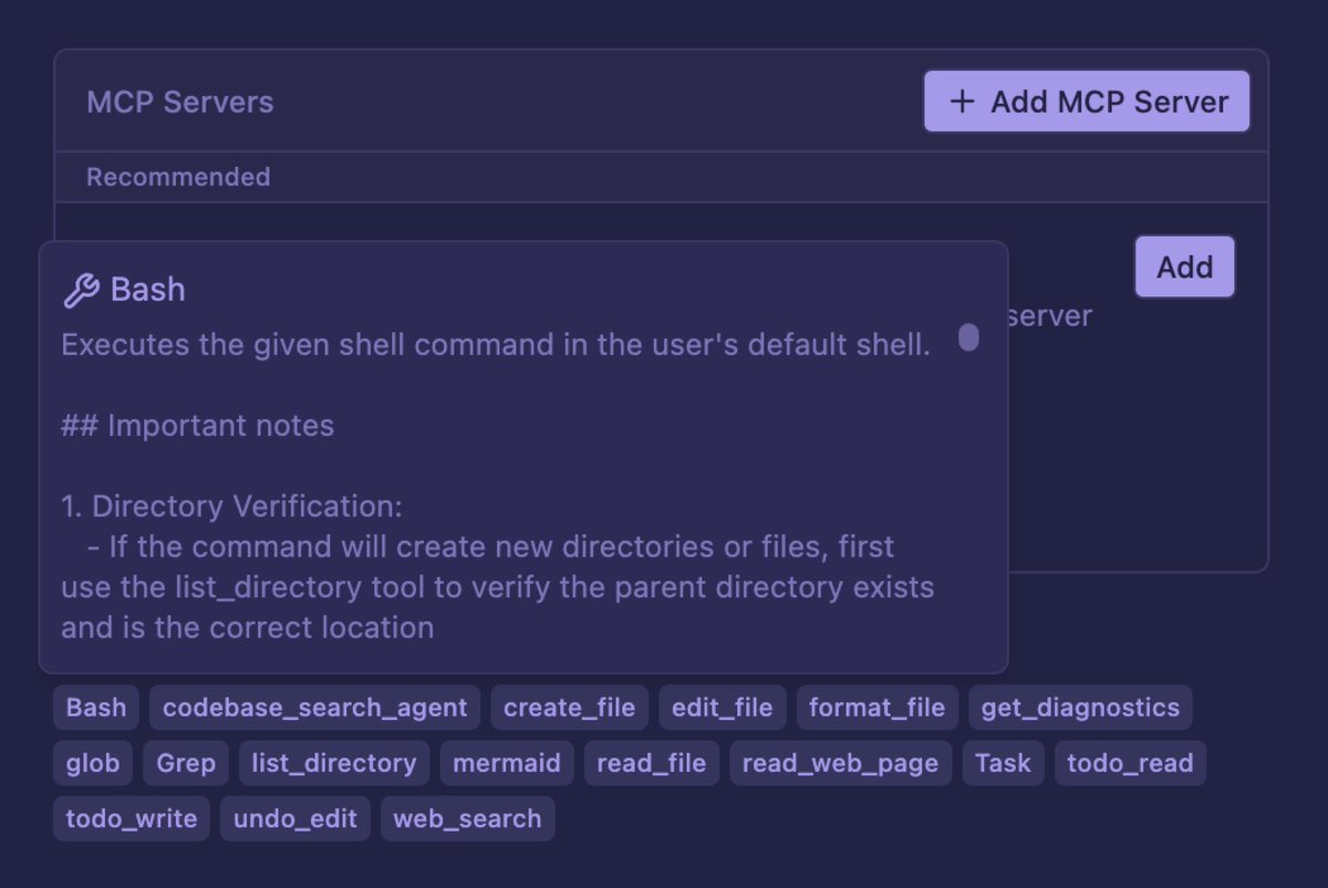 David Turnbull (@dturnbull) on Twitter photo In <a href="/AmpCode/">Amp — Research Preview</a>, you can hover over the tools to see their complete descriptions. Super useful examples of how to write effective tool descriptions for AI agents. In <a href="/AmpCode/">Amp — Research Preview</a>, you can hover over the tools to see their complete descriptions. Super useful examples of how to write effective tool descriptions for AI agents.
