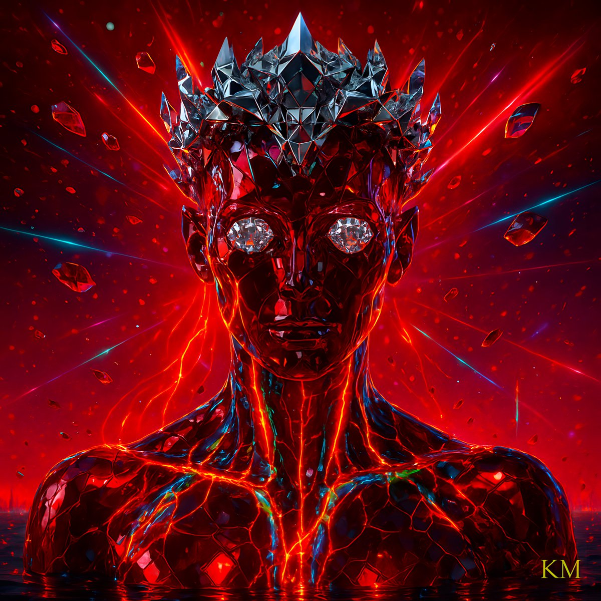 KarmausMind's tweet photo. @Delerat7 Quantum fracture, redlight crown.
KM does black & red with crystal nerve.
⚡👁️ #AIArt #KMSeries #DigitalDeity https://t.co/7Z01yf5tDM