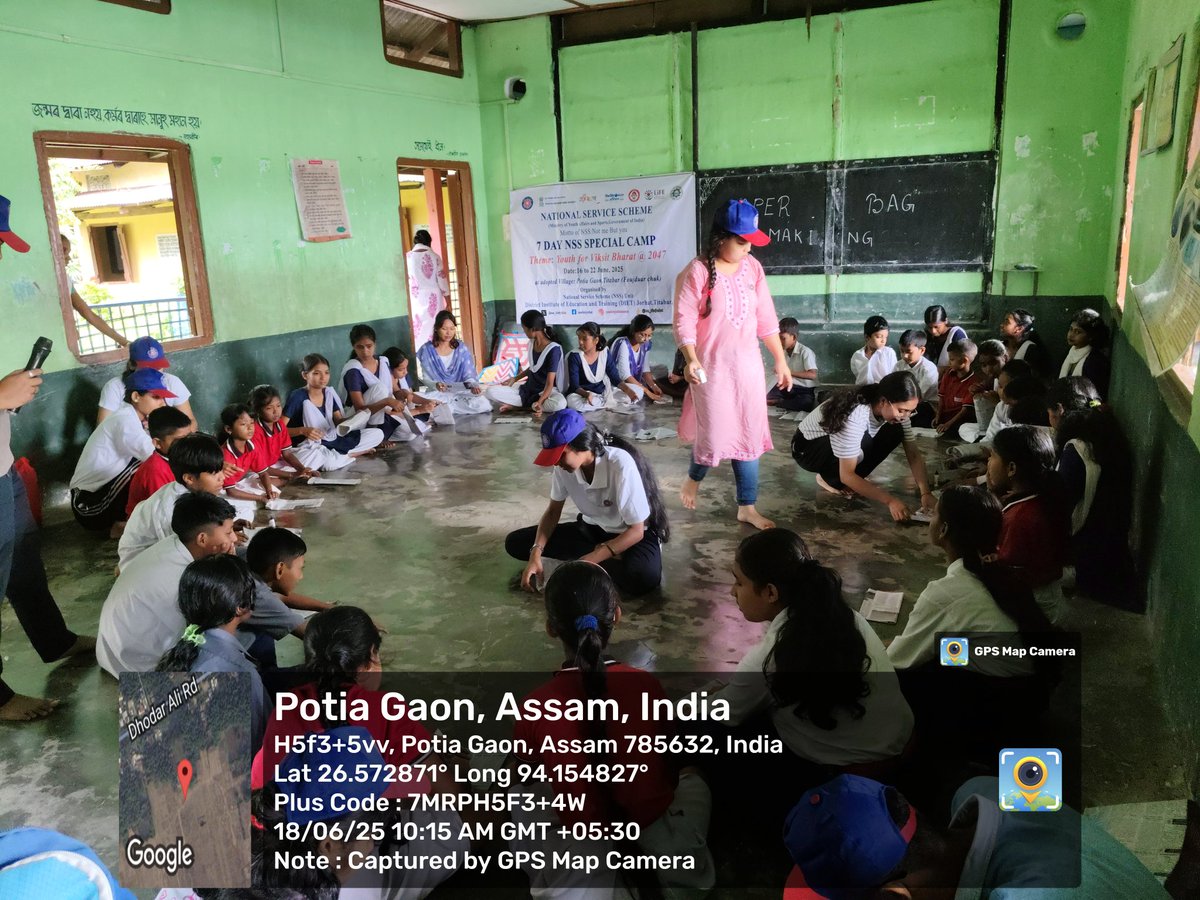 nss_dietjorhat's tweet image. ♻️ Paper Bag-Making Drive | NSS Special Camp,on Day 3 of activity: 3 (18 June 2025), NSS Volunteers and community children prepared 60 eco-friendly paper bags to spread awareness against plastic use.(1/2)
#ViksitBharat2047 #SayNoToPlastic #EcoFriendlyInitiative