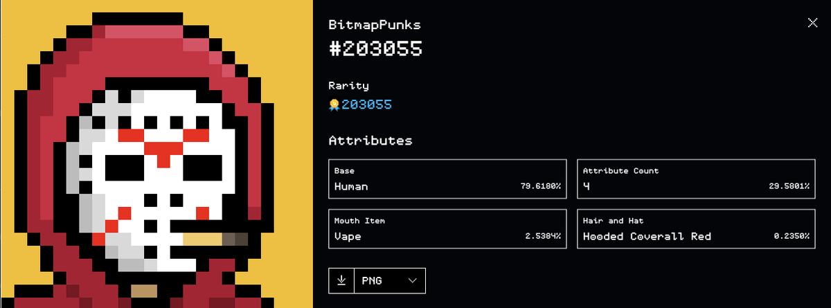 0xAzu666's tweet photo. Found something interesting about $BMP
There are 3 NFTs in @bitmappunksnft that share the same tokenId and rank value.
As shown in the image.
#NFT #BitmapPunks https://t.co/OUYixsPovD