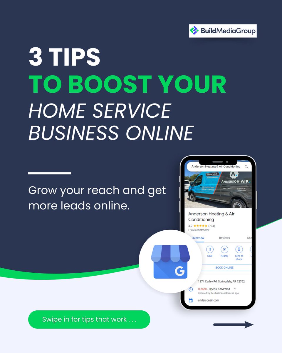 BuildMediaGrp's tweet photo. 🔥 Simple steps, big impact. These three quick tips help home service businesses get more customers and stay busy year-round.

Want expert help? BMG is here.

#BuildMediaGroup #HomeServiceMarketing #MarketingTips #CustomerReviews #GoogleMyBusiness https://t.co/g25cgES0JG