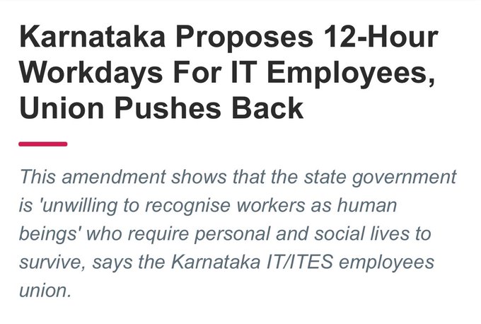 venkat_fin9's tweet photo. 12-hour workdays for IT employees? Are we moving forward or going back to bonded labour days? Instead of improving work-life balance, the government wants to turn professionals into machines. This shows zero regard for human dignity or basic rights. Shameful and regressive. https://t.co/hrocKQ4EZ9