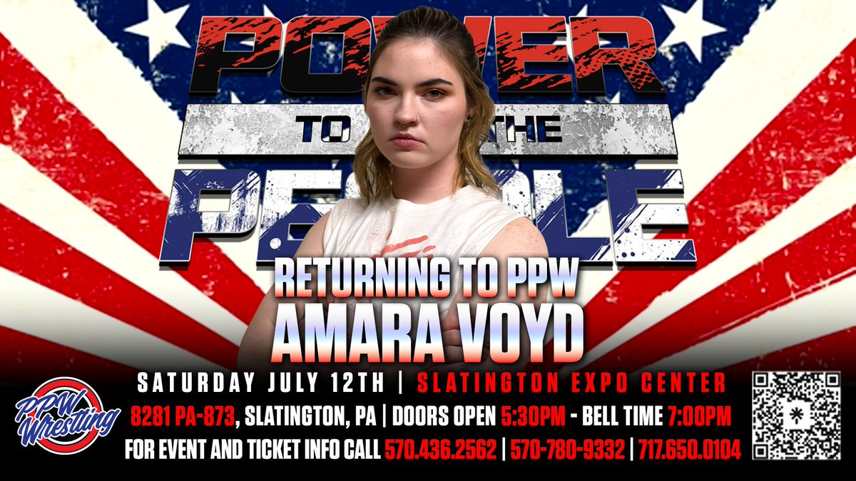 Amara Voyd is rising up the ranks in the Mid-Atlantic wrestling scene and always comes to PPW more experienced and dangerous than she was prior.

Better than ever, she returns to Slatington on July 12th at Power to the People!

🎟️: ppwwrestling.com/shop
🎨: Lor Diaz