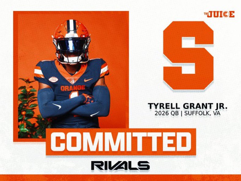 tyrellgrantjr's tweet image. #AGTG 100% COMMITTED to @CuseFootball H🍊ME Thank You @FranBrownCuse
DAWG on the Way!!!
@Coach_E_Rob @CoachNixon_Cuse @CoachJ_Schaefer @CoachDreKates @AlexKellyCuse @CoachDRedd @TheJuiceOnline @NRHSFB @AlonzoRicks @TeeFree_ @elite360recruit #BlockS #DART 🍊🍊🍊