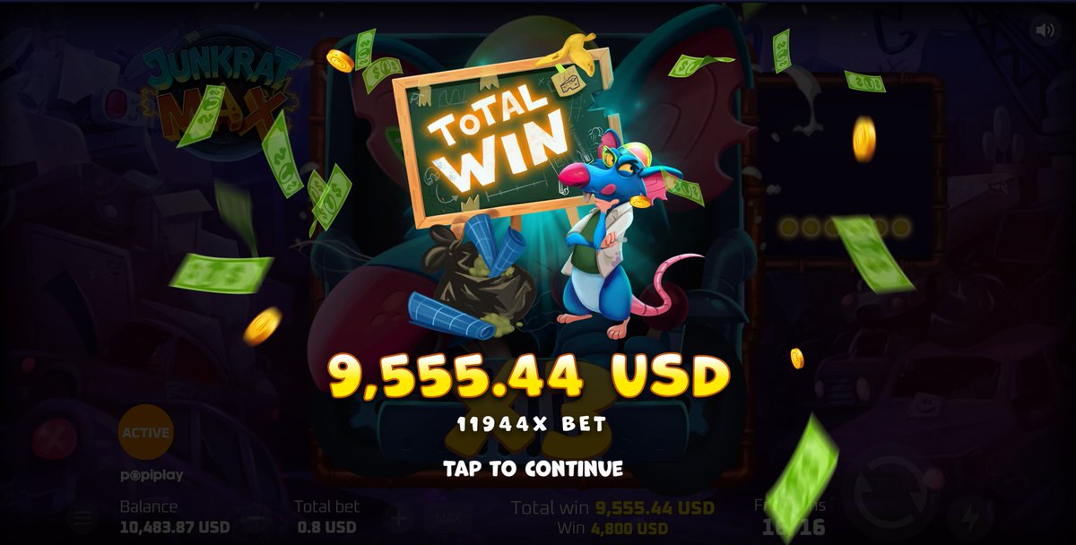Insane 11,944x win on the new JunkRat Max live on stream kick.com/lowlimit
<a href="/Roobet/">Roobet</a>