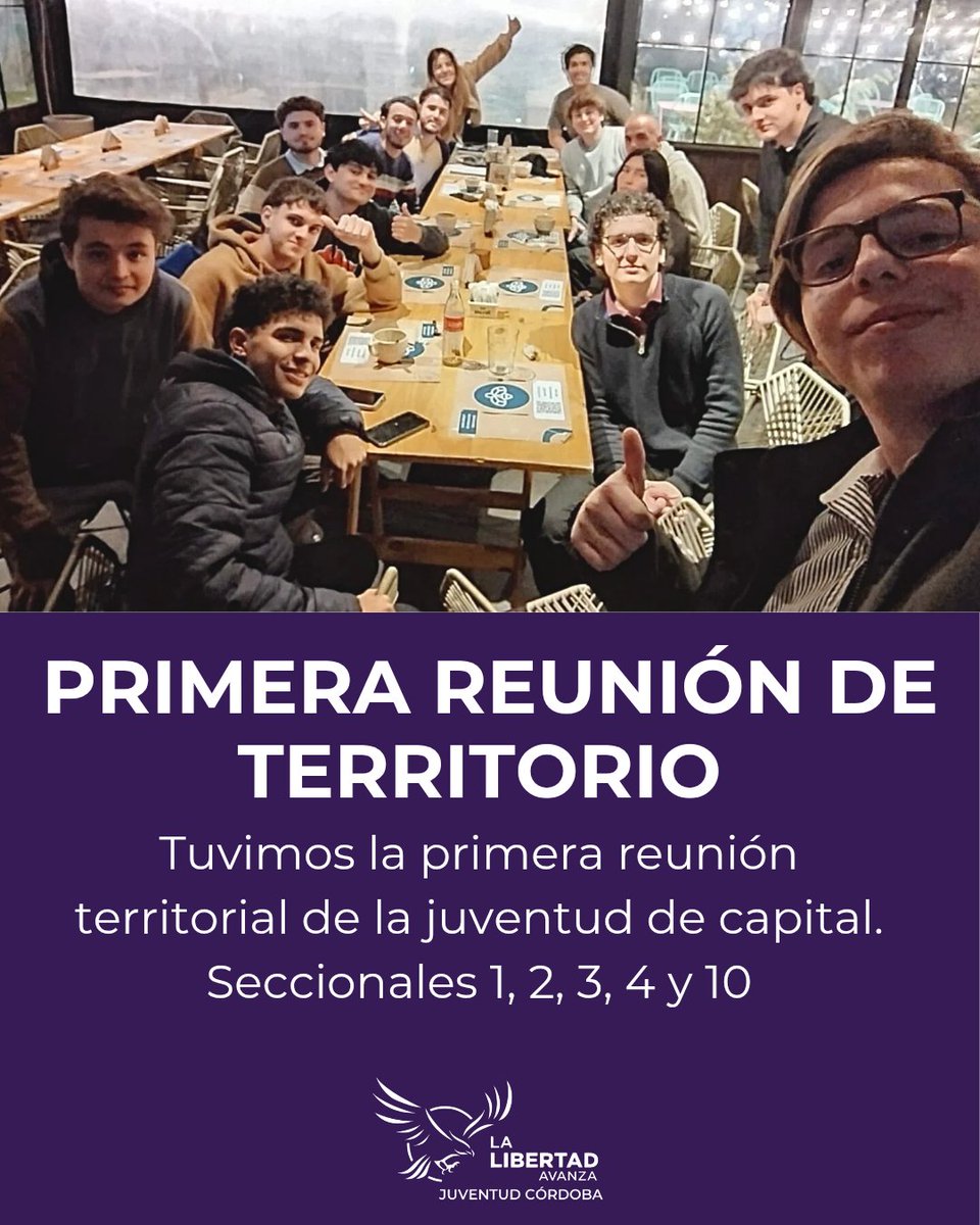 🗺️| EMPEZAMOS LAS REUNIONES TERRITORIALES

👉Nos propusimos juntar a los jovenes de las 14 seccionales de Córdoba capital. Por eso empezamos con el primer cuarto de la ciudad. Nuestro objetivo: abarcar toda la docta

VIVA LA LIBERTAD CARAJO🦁