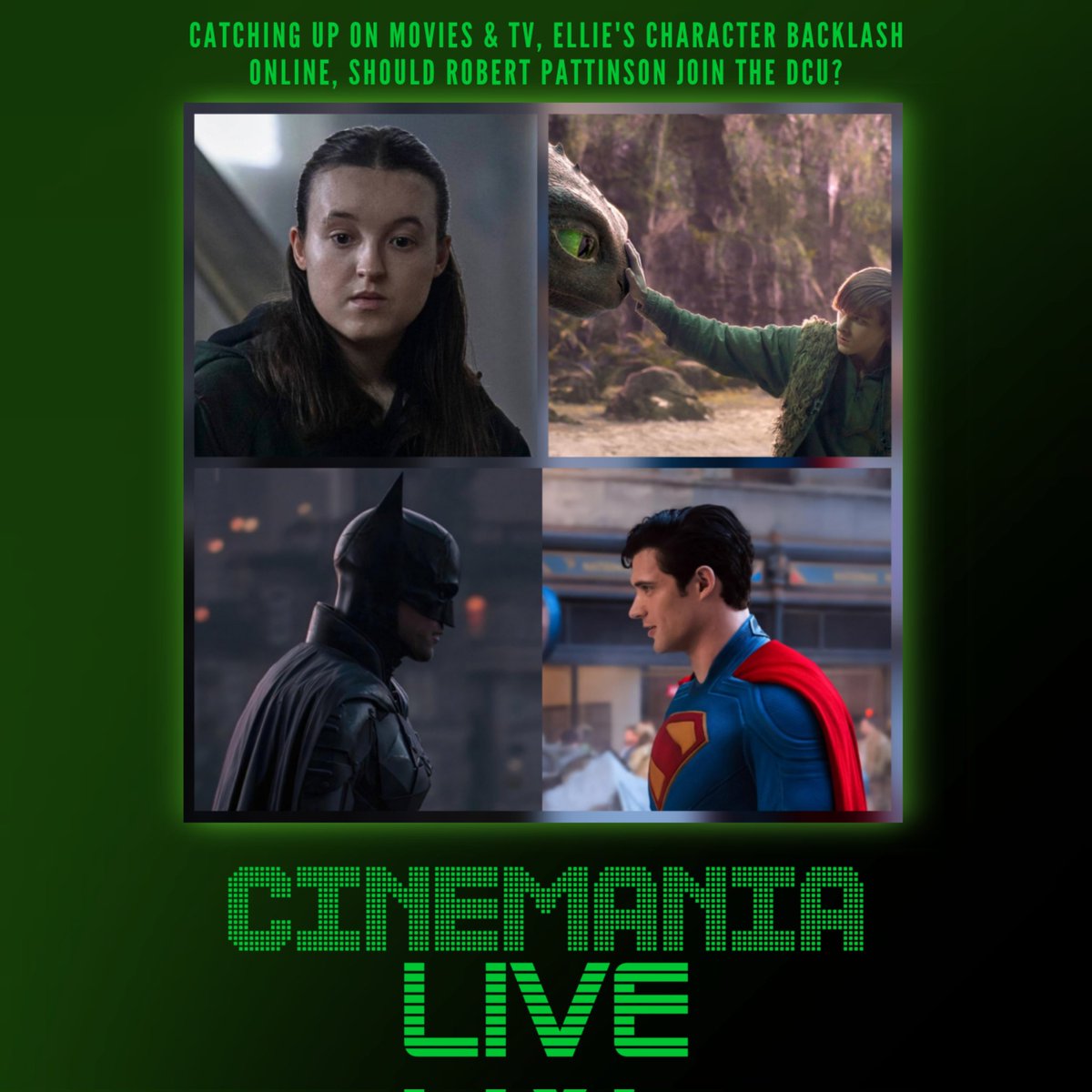 CinemaniaWorld's tweet image. Check out an all NEW episode of Cinemania Live! Join @Cinemaniac94 and @rejectedhannah as they talk all the lasted films & shows, Ellie's development in #TheLastOfUs Season 2, and your questions on Robert Pattinson's Batman joining the #DCU ! Fun show!
linktr.ee/cinemaniaworld