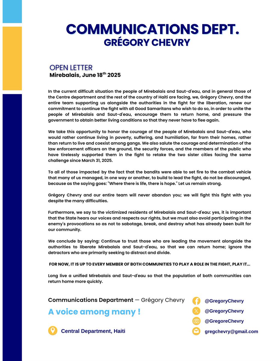 gregchevry1's tweet photo. 📃| Nòt angajman 
📃| Lettre Public
📃| Open Letter https://t.co/Ep6dTtl0X5