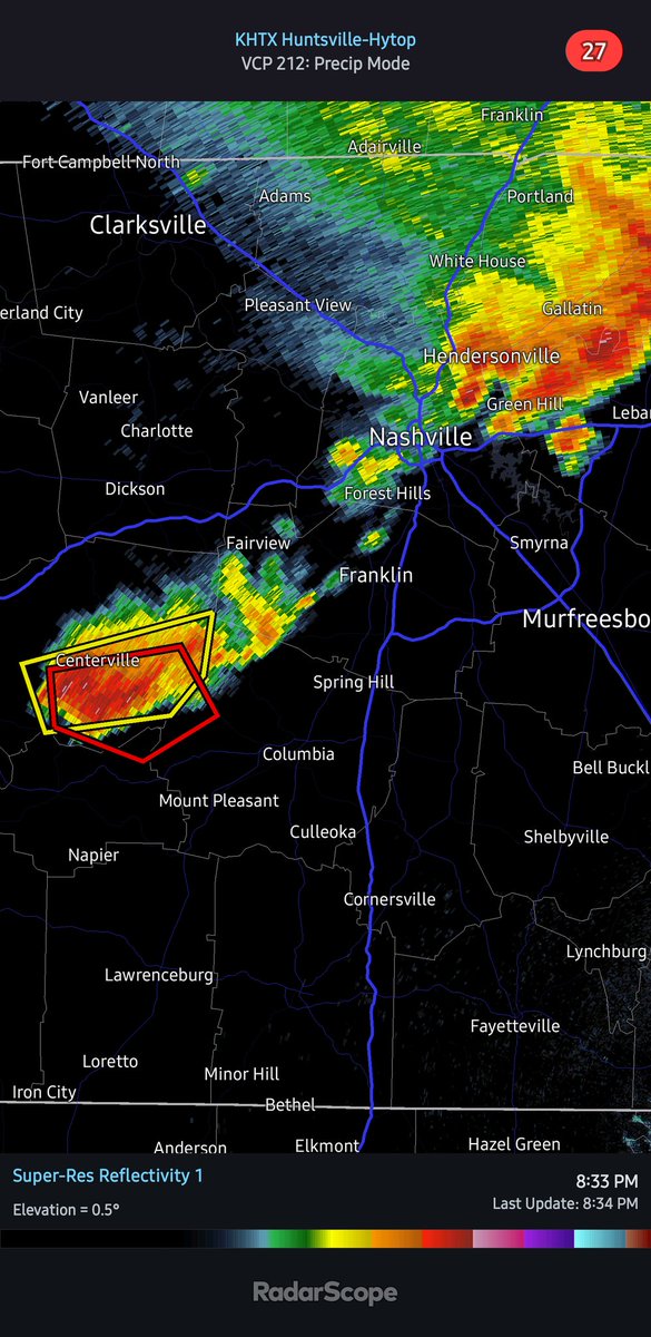 Severe Thunderstorm Watch issued until midnight. Primary storms now are over Hickman County.