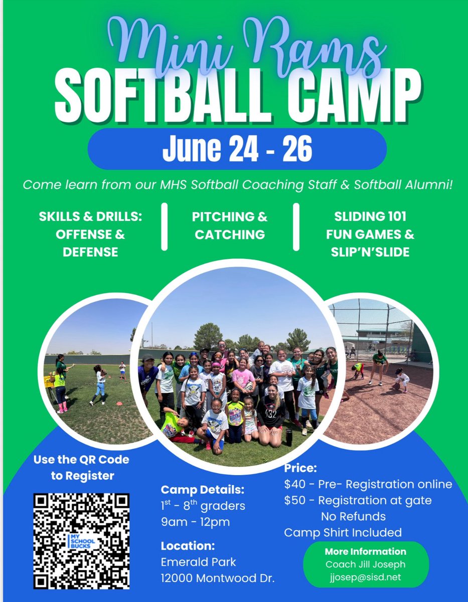 Montwood HS StuCo (@_mhsstuco) on Twitter photo Don’t miss out on another summer camp opportunity <a href="/MontwoodHS/">David Herrera</a> 💚🥎💙!
<a href="/mhs_sb/">Montwood Softball</a> Register here: myschoolbucks.com/ver2/prdembd?r… Don’t miss out on another summer camp opportunity <a href="/MontwoodHS/">David Herrera</a> 💚🥎💙!
<a href="/mhs_sb/">Montwood Softball</a> Register here: myschoolbucks.com/ver2/prdembd?r…