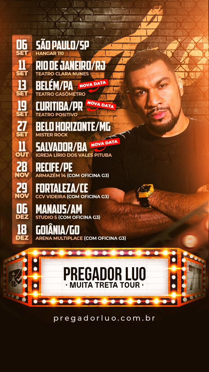 A MUITA TRETA TOUR não para de crescer!
Adquira já seus ingressos em pregadorluo.com.br

🔥🔥🔥