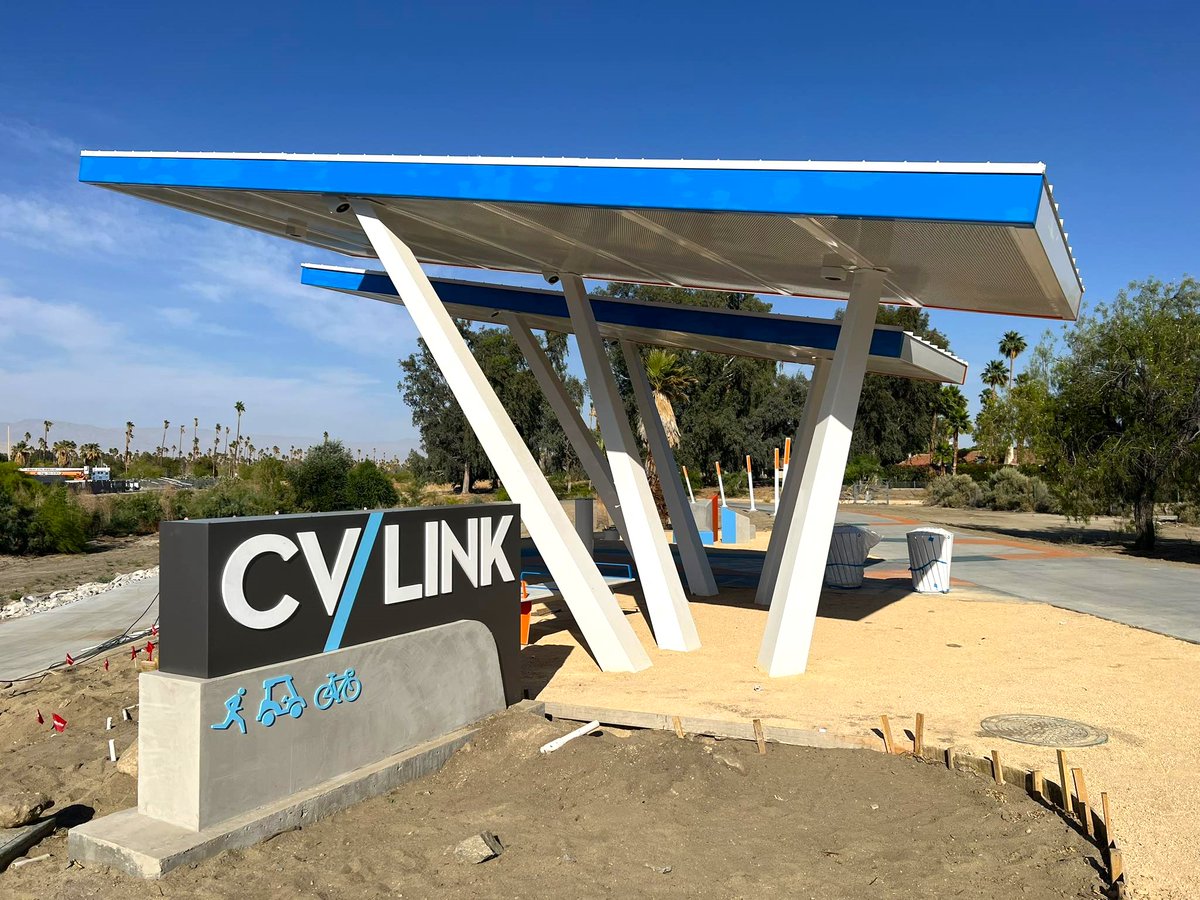TheRCTC's tweet image. #CVLink is nearing completion! Crews continue to work on various components to open this summer. Once completed, @CV_Link will provide a safe route for residents, students, and tourists to travel by bike, foot, or low-speed electric vehicle.
Learn more: coachellavalleylink.com