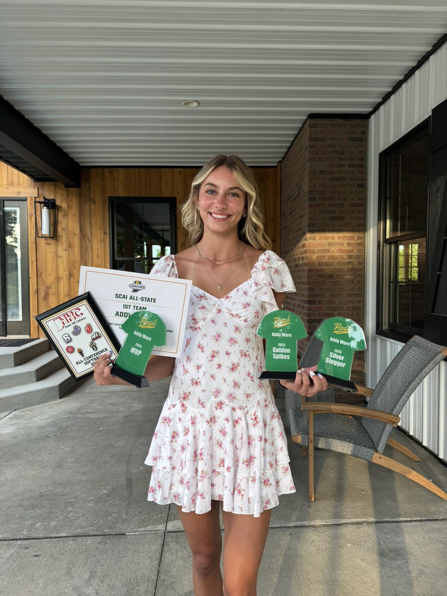 Junior Year Banquet 2025!!! I earned the MVP Award, Silver Slugger Award, and Golden Spikes Award, as well as First Team All-Conference and First Team All-State!! Super grateful for a good season with <a href="/Floyd_Softball/">FloydCentralSoftball🥎</a> , can’t wait to get back at it with <a href="/BanditsStone/">Beverly Bandits - Stone</a> !!!