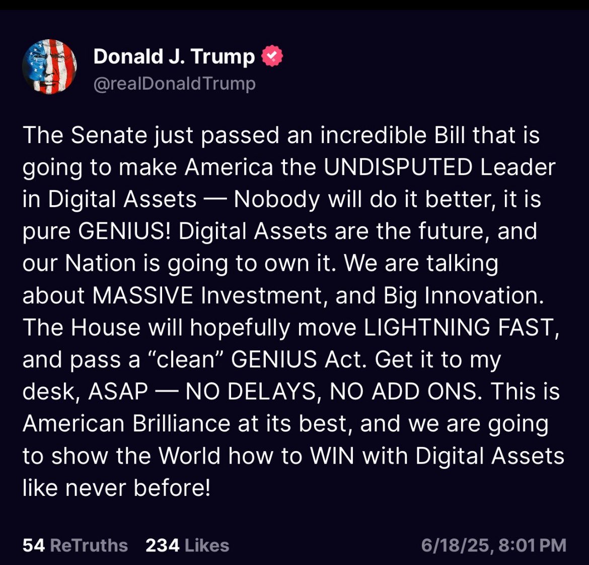 Let’s get the GENIUS Act to President Trump’s desk!