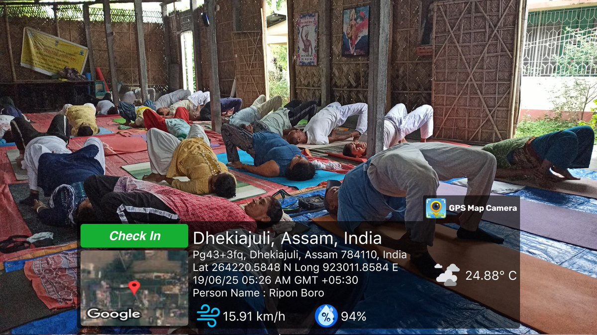 #Sonitpur_Assam
🧎‍♀️Dhekiajui yoga centre🧘‍♀️
Yoga camp organized by Dhekiajuli Yoga Centre
#Date... 19.06.2025