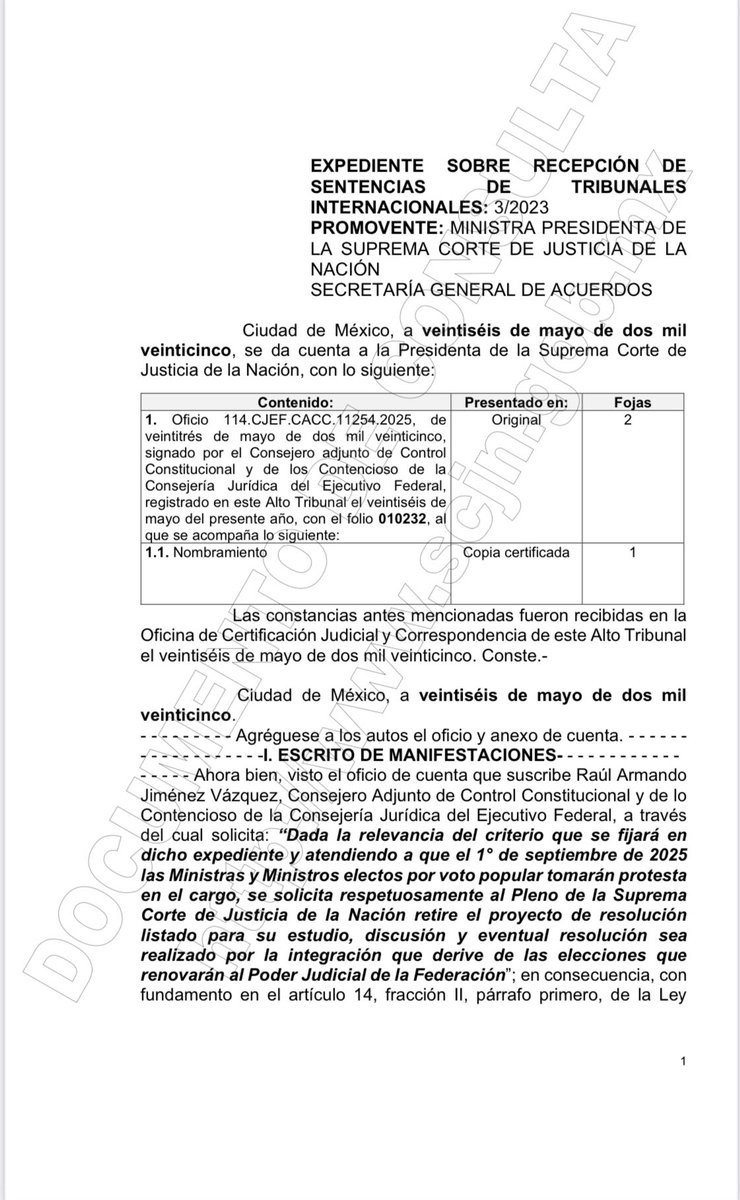 Simón Hernández León (@hele_simon) on Twitter photo La <a href="/SCJN/">Suprema Corte</a> analizará la sentencia de la <a href="/CorteIDH/">Corte Interamericana de Derechos Humanos</a> sobre prisión preventiva oficiosa (exp 3/2023). Frente al desacato del Ejecutivo y Legislativo, tiene el deber y oportunidad de dar cumplimiento.
Claudia Sheimbaum pide heredar la discusión a la nueva Corte: eluniversal.com.mx/opinion/simon-… La <a href="/SCJN/">Suprema Corte</a> analizará la sentencia de la <a href="/CorteIDH/">Corte Interamericana de Derechos Humanos</a> sobre prisión preventiva oficiosa (exp 3/2023). Frente al desacato del Ejecutivo y Legislativo, tiene el deber y oportunidad de dar cumplimiento.
Claudia Sheimbaum pide heredar la discusión a la nueva Corte: eluniversal.com.mx/opinion/simon-…