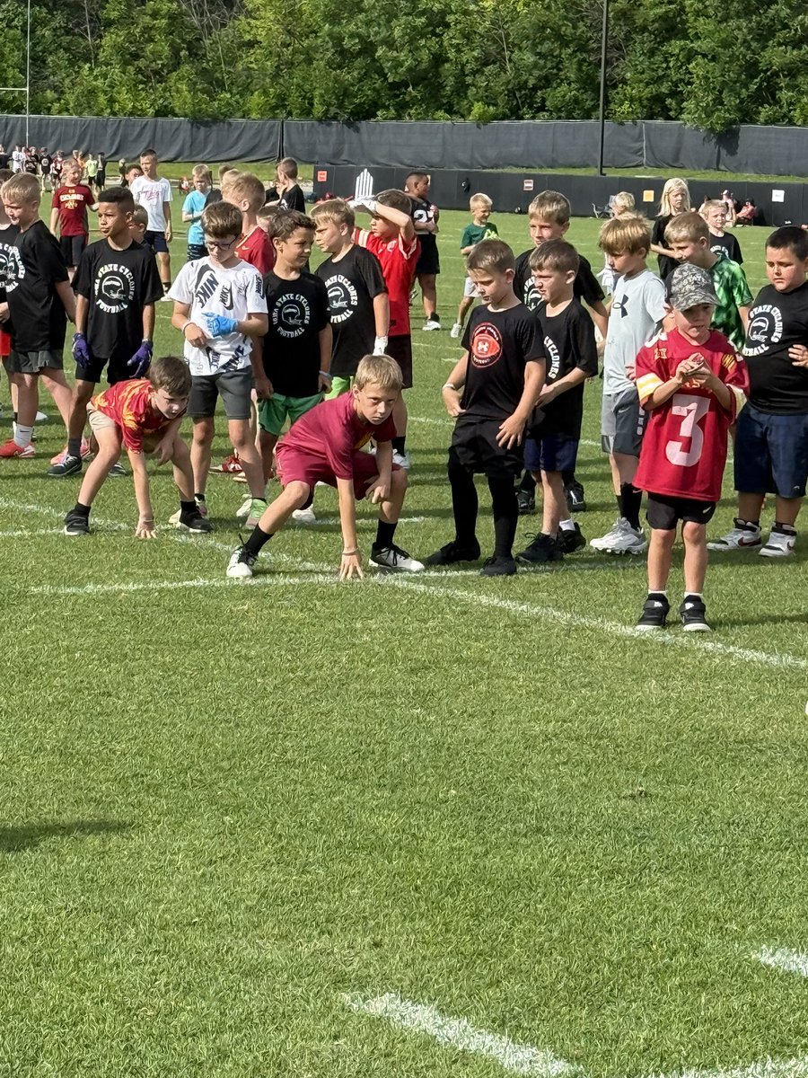 JaredKadolph's tweet photo. Beau had a blast at football camp! Shoutout to @ISUMattCampbell  for giving Beau some encouragement while the trainer took a look at his ankle. I truly believe Coach Campbell cares about developing young men! Not sure which one Beau loves more, football or the Cyclones! https://t.co/HvIf0NDVtl