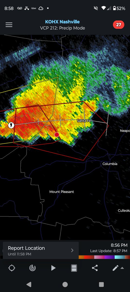 New Tornado Warning for North West Maury County including Santa Fe.