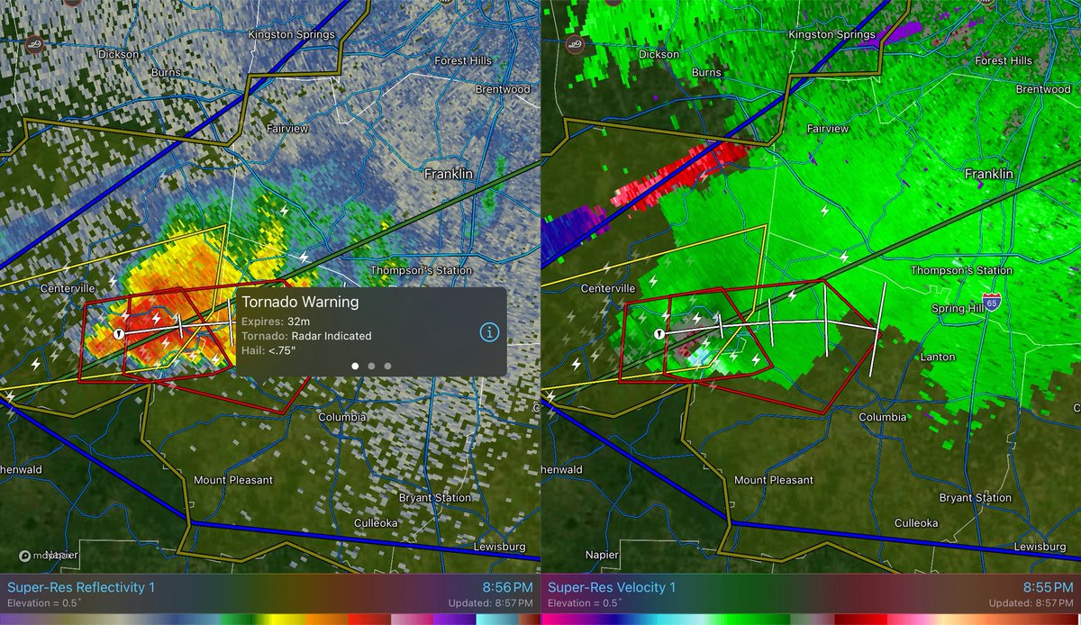 MaddieWeather's tweet photo. TORNADO WARNING: until 9:30pm for #MauryTN county. Areas north of #ColumbiaTN like #SantaFeTN you need to taking your tornado precautions!
Also, if you are in #SpringHillTN, #NewHopeTN, and #NeapolisTN, this is coming in your direction! Stay tuned!
#tornadowarning https://t.co/TLxFm4jolz