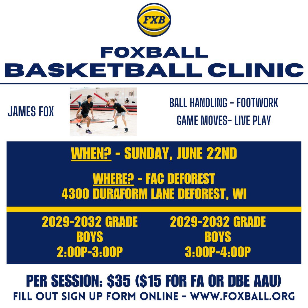 Skills at FAC DeForest this Sunday❕foxball.org