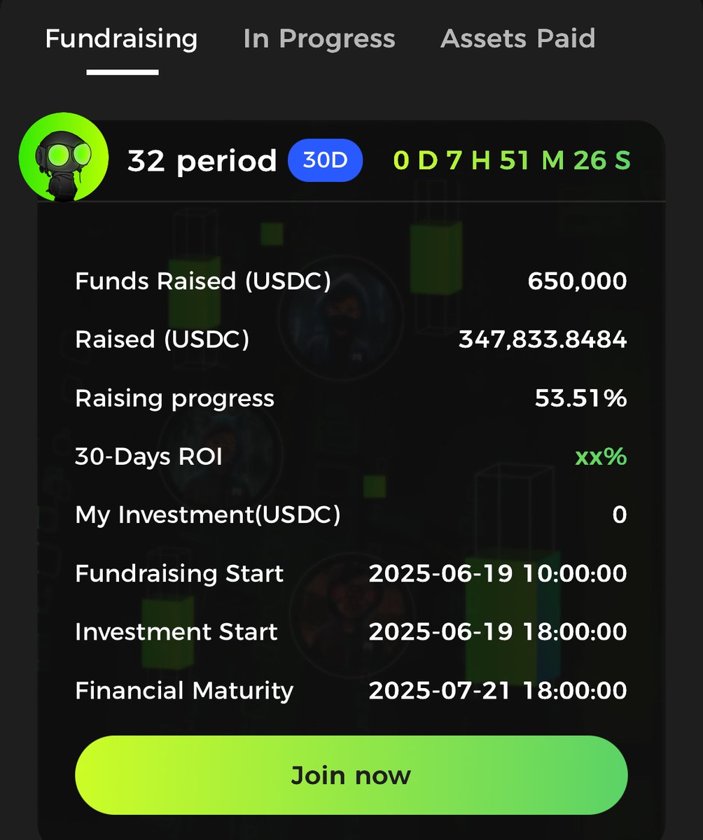 🔥 Match AI Asset Management · Guardian of Wealth
Phase 32 (30-Day) Assets Subscription Now Open!
⏰ Subscription Start: June 19, 2025, 10:00 (UTC+8)
📈 Target Raised: 650,000 USDC
🌐 Sow today for abundant harvests tomorrow. 🌾
💡 Match AI Asset Management: Automate your wealth