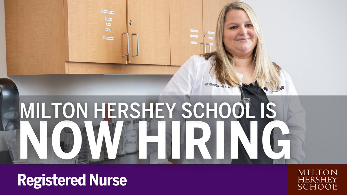 #JobOpening: Milton Hershey School is hiring a registered nurse to join our health services team. Learn more: bit.ly/4jt7Y0g #HersheyJobs