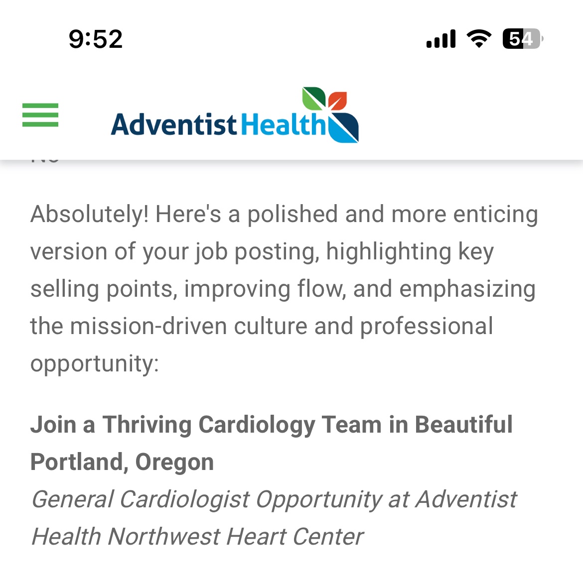 JAMarbach's tweet image. Oof. When you forget to remove the chatGPT intro to your job post.