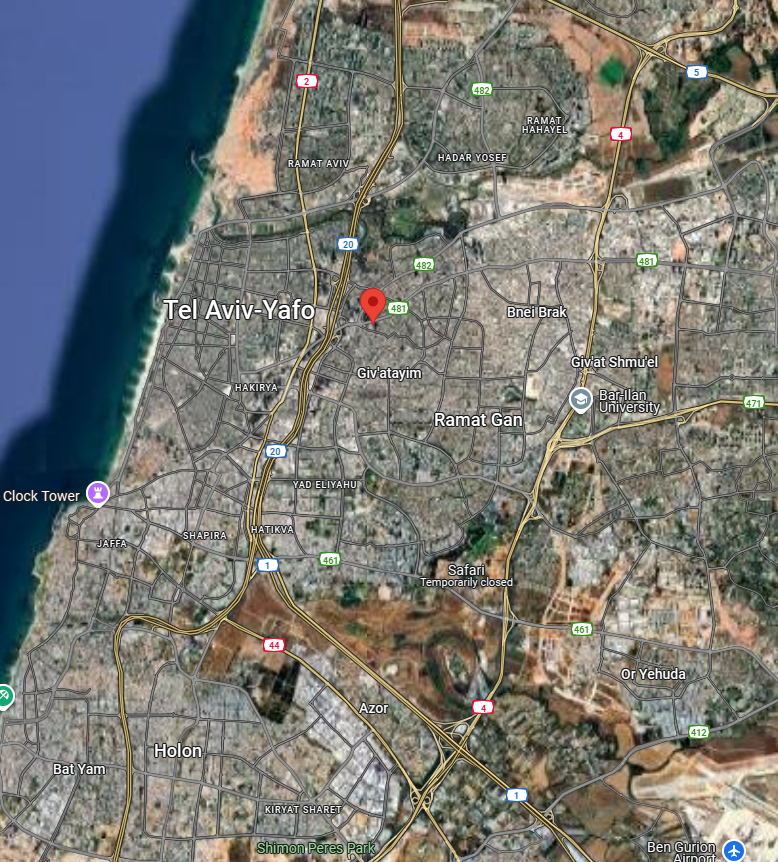 Osinttechnical's tweet image. Strike location (32.083137, 34.805770)