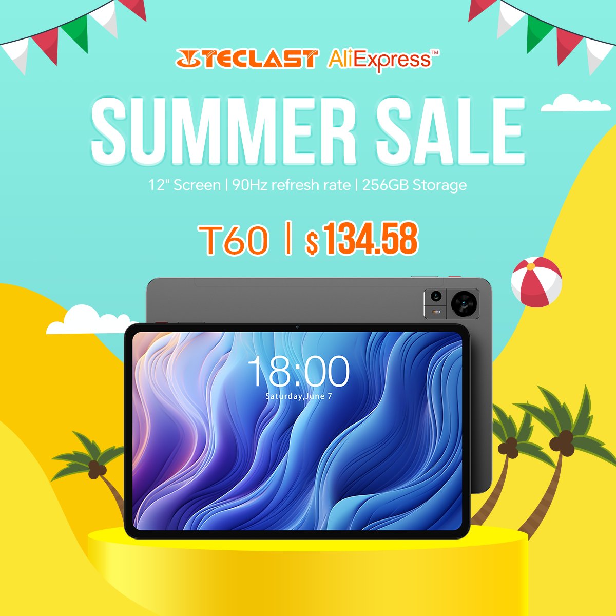 TeclastOfficial's tweet image. Adventure-Ready Tab 🌴​​
12&quot; T60：90Hz + 256GB → ​​$134.58​​
Surf, snap, stream ANYWHERE!
⚡ Limited stock!
👉geni.us/teclastaestore…
#SummerSale #Teclast #SummerTech
