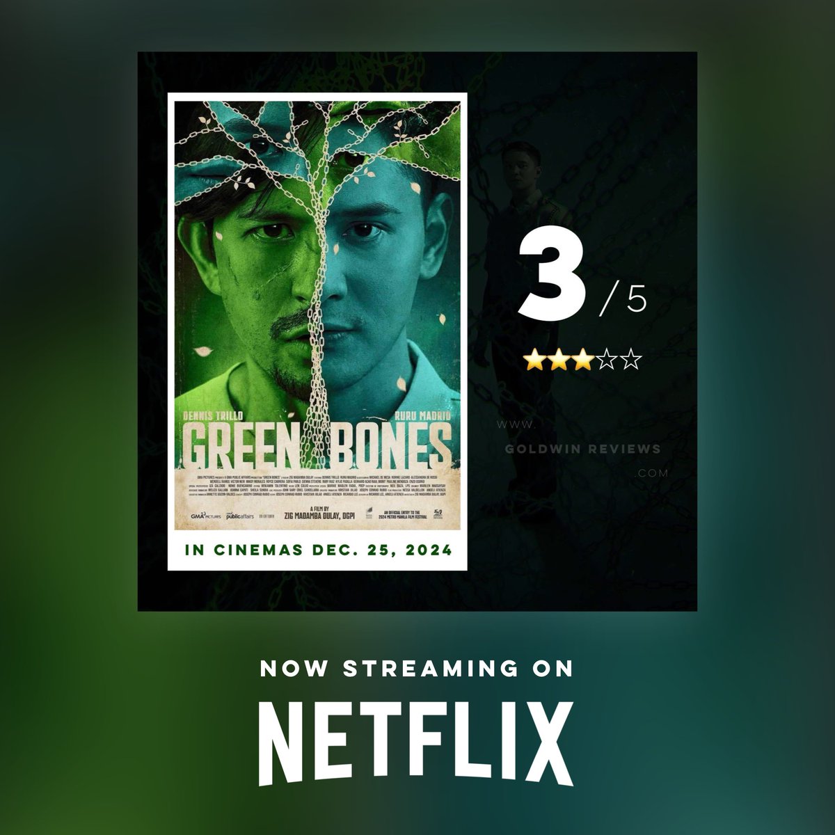 Green Bones is now streaming on Netflix.

Read full movie review here: goldwinreviews.com/post/green-bon…