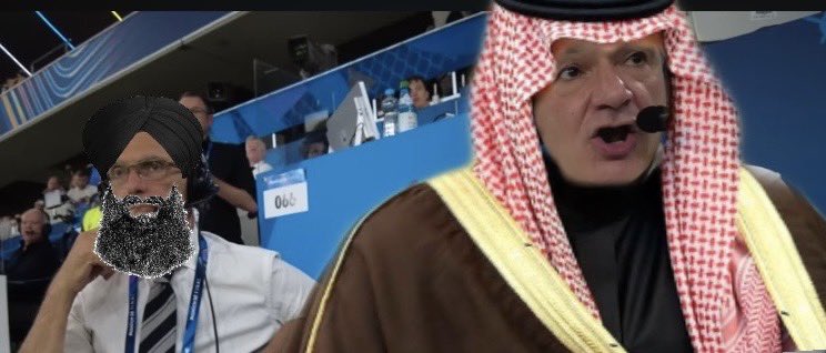 I telecronisti arabi al gol del 5-0.