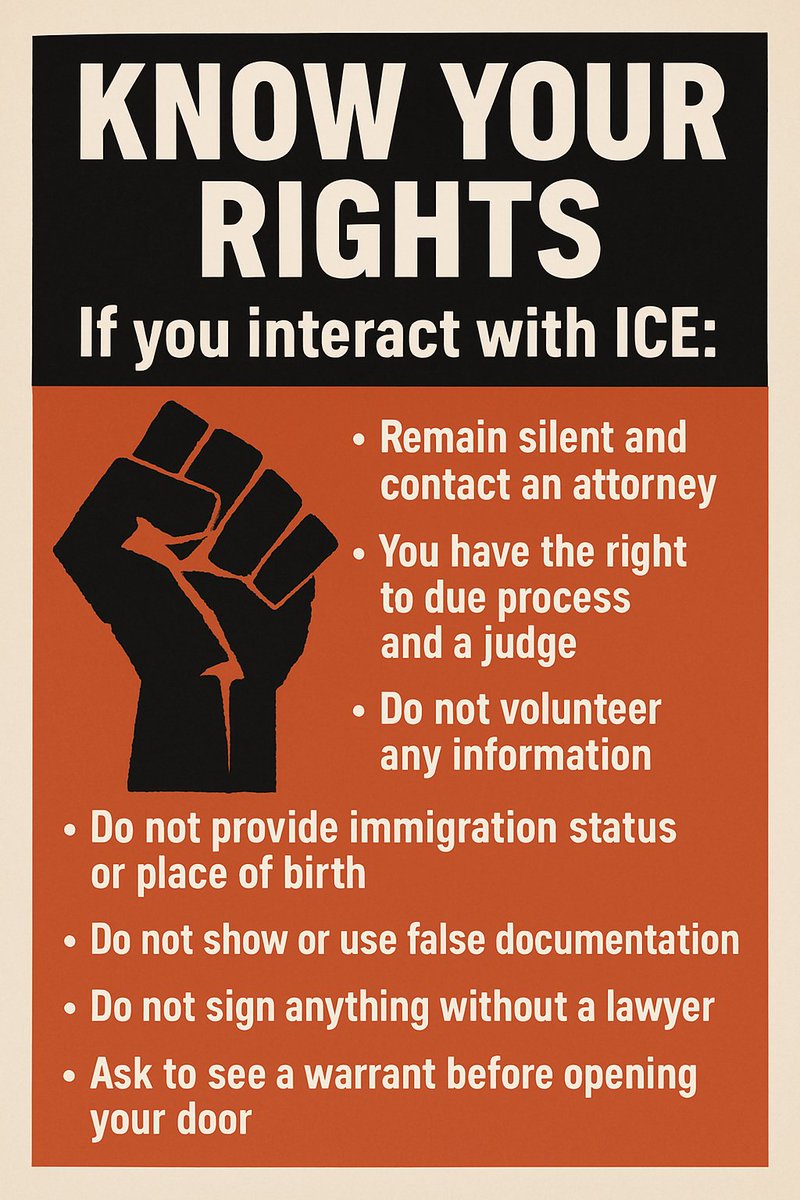 TheVV_USA's tweet photo. Knowledge is power, especially when it comes to your rights.
Ever wondered what to do if you’re approached by masked feds? Arm yourself with awareness and confidence! Share this info so everyone can stay protected and prepared. #StayEmpowered #RightsMatte #DoubleV #USDemocracy https://t.co/XMZfvpleLt