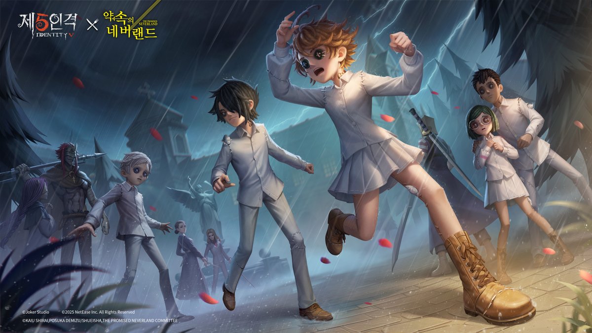 #제5인격 x #약속의네버랜드 컬래버

벽 밖의 세상은 미지와 도전으로 가득차고
다시 벽을 넘어 세상와 맞주할 준비가 되셨을까?

새로운 운명과 만나보시게나~

이 게시물을 리트윗하면 
1명을 추첨하여 약속의 네버랜드 정수x10 드린다네~

#IdentityV
#제5인격컬래버
#제5인격약속의네버랜드