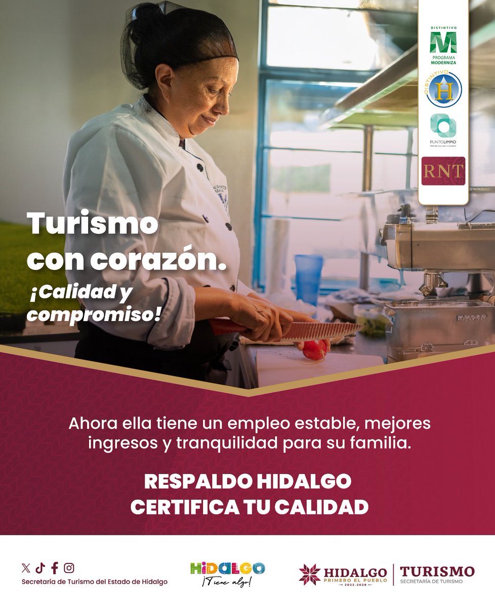 La certificación y profesionalización en el sector turístico de #Hidalgo sigue dando resultados positivos. 📈

Cada vez son más las personas que cuentan con empleos estables, mejores ingresos y mayor tranquilidad para sus familias. 👨‍👩‍👧‍👦💼💰
#CertificaciónTurística
#HidalgoTieneAlgo