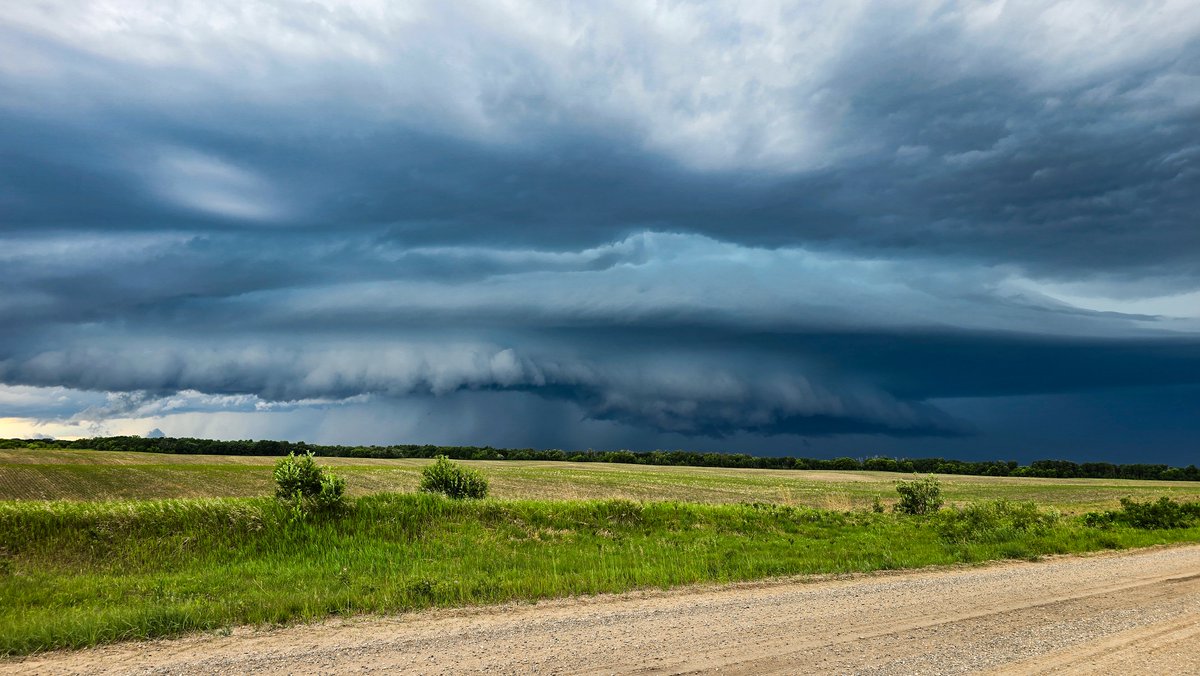 Beautiful structure on a severe warned storm near Austin, MB earlier this evening #mbstorm