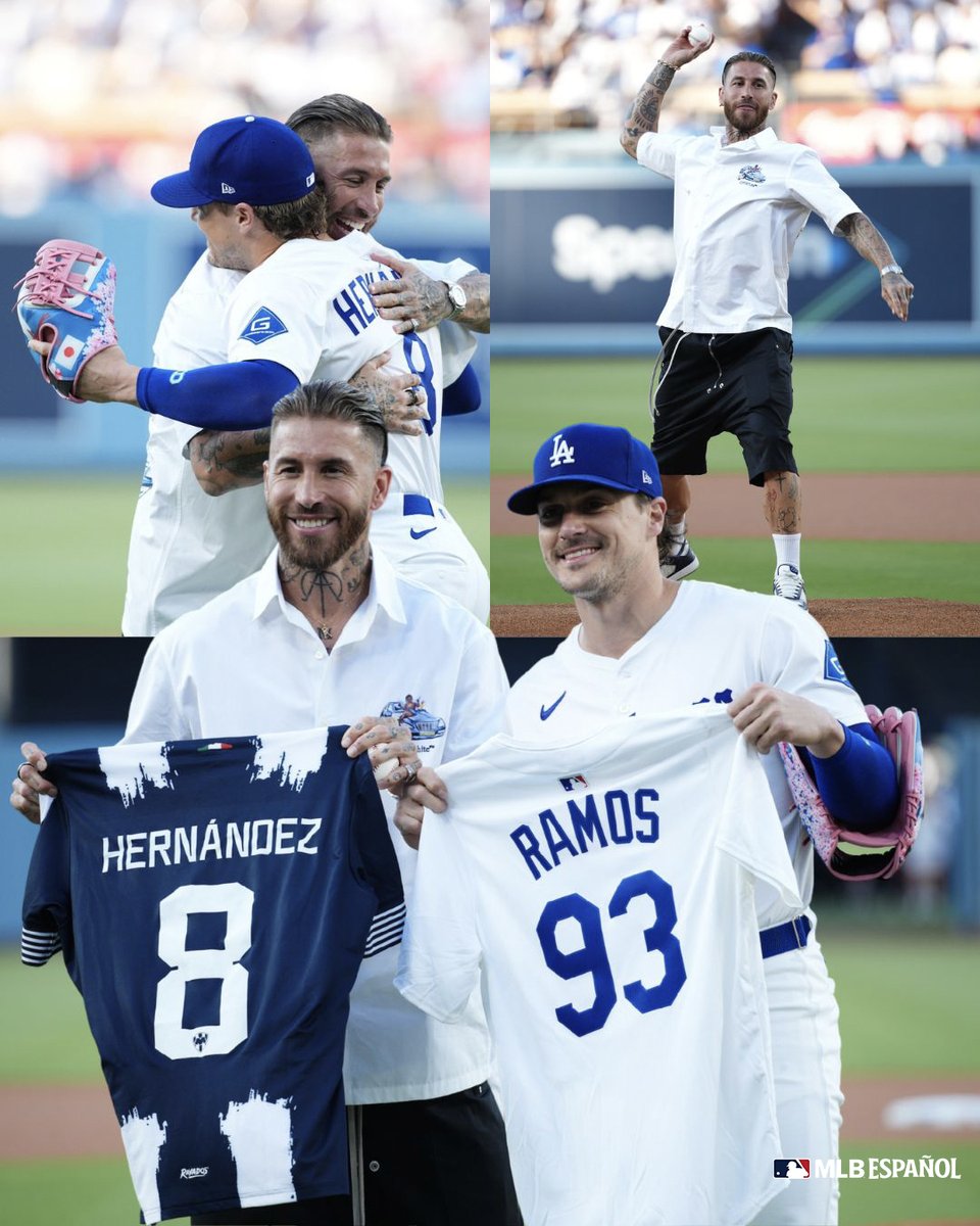 Dos estrellas del deporte en un solo escenario. ⭐️

Sergio Ramos compartió su camiseta con Kiké Hernández luego del primer lanzamiento en el Dodger Stadium. ⚾️⚽️