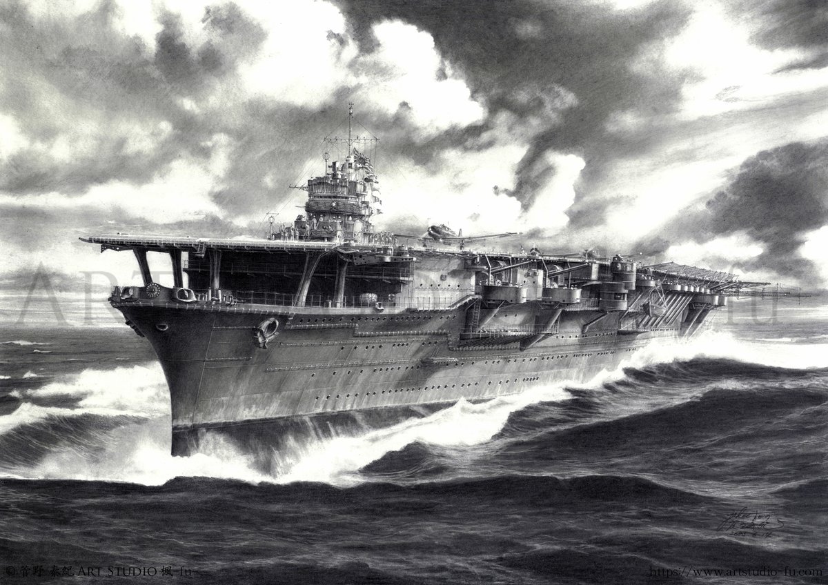 【マリアナ沖海戦81年】81年前の6月19日から20日かけて、マリアナ諸島近海で勃発した日米の空母機動部隊同士の戦い、#マリアナ沖海戦。この戦いに参戦した空母9隻の内、「#大鳳」「#翔鶴」「#飛鷹」の3隻が激戦の中でその最期を迎えました。「大鳳」「翔鶴」は6月19日、いずれも潜水艦からの魚雷攻撃に