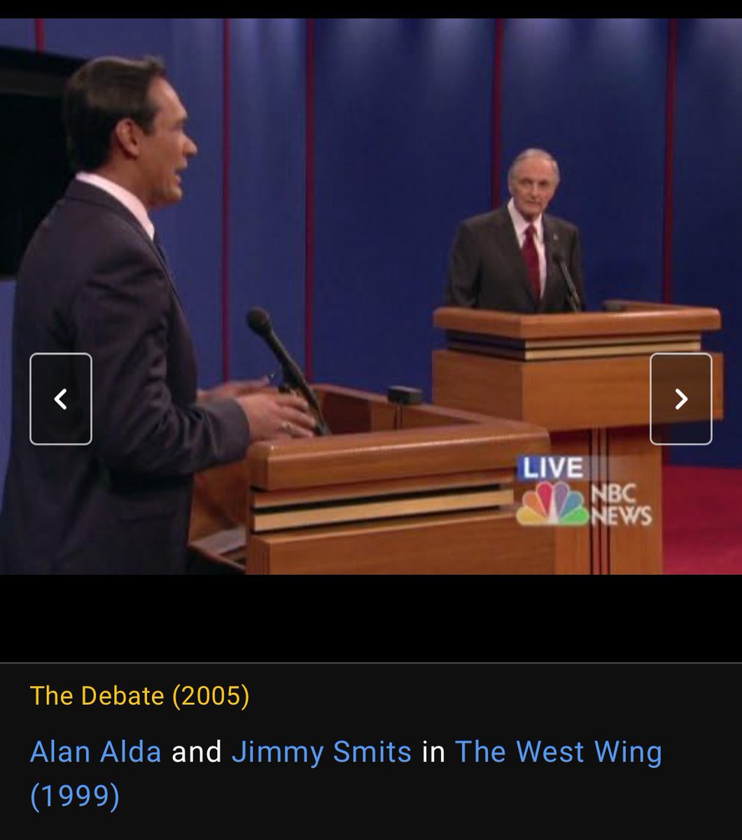 “The Debate” Nov 2005… 20 years ago. 

Rewatched tonight as we finish up another rewatch of The West Wing. 

20 years and the topics are the SAME as 2025. Abortion. Immigration. Taxes. Healthcare. Trade. Jobs. 

<a href="/LemonLymancom/">no context the west wing</a> <a href="/JoshMalina/">(((Jew)))</a> <a href="/Lawrence/">Lawrence O'Donnell</a> <a href="/alanalda/">Alan Alda</a> <a href="/bradleywhitford/">Bradley Whitford</a>