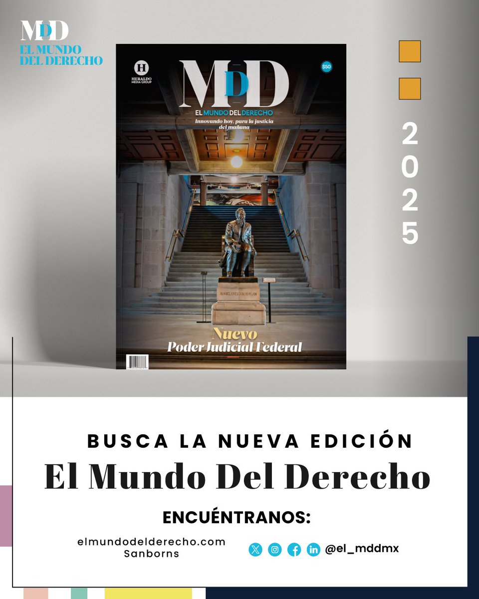 Ya está disponible la octava edición de #ElMundoDelDerecho, un número que se adentra en el nuevo panorama del Poder Judicial en México. Perfiles, análisis, columnas y más. ⚖️🔎 tinyurl.com/4cbr96uu