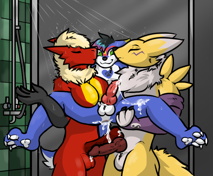 [NSFW/18+] A lovely fanart series from <a href="/LaitoStarr/">Laito Starr</a>, featuring Amber and Rena banging with their OC in the shower~ ❤️💙💛

I love it so much, thank you Laito~! 😘💕
