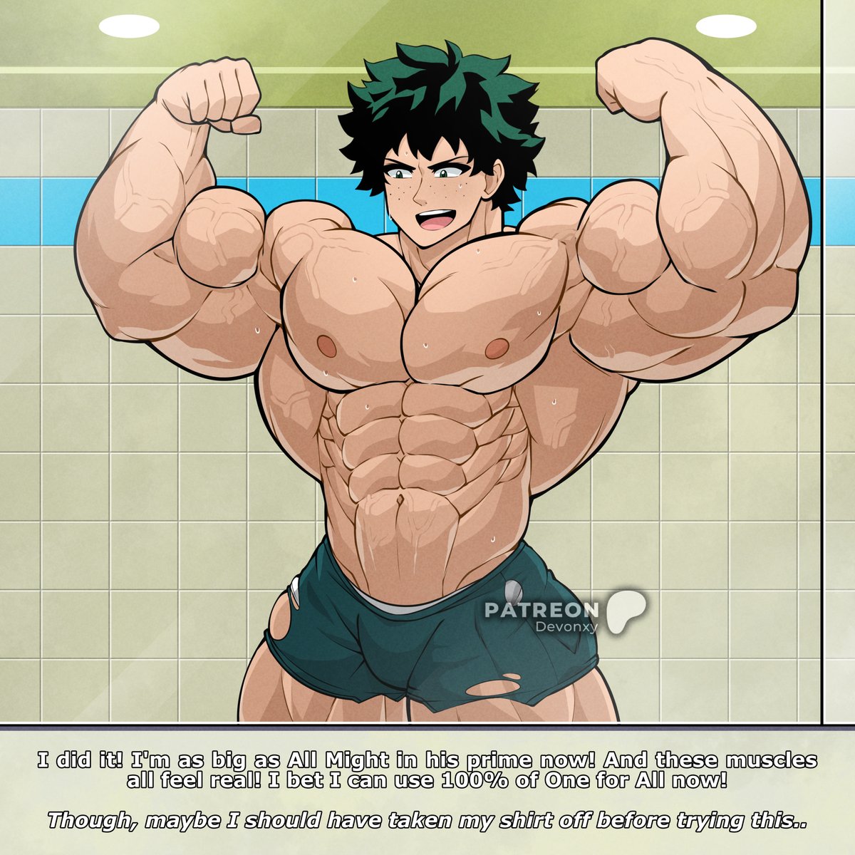 A man's muscular body tenses