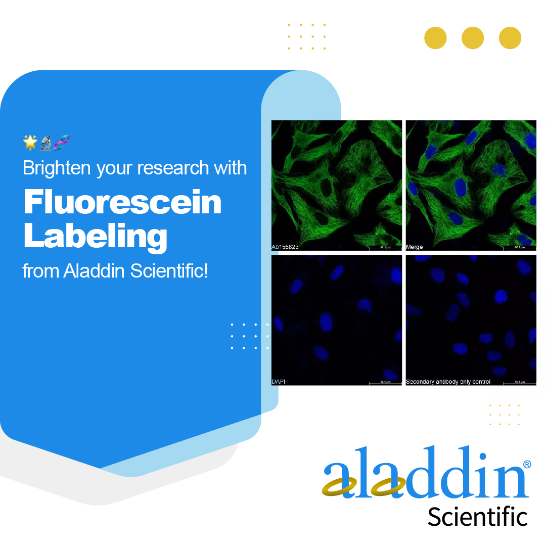 Brighten your research with Fluorescein Labeling 🌟 from Aladdin Scientific!
Ideal for fluorescence microscopy, flow cytometry &amp; biomolecule tracking 🔬🧬
#Fluorescein #FluorescenceLabeling #Biotech #AladdinScientific

aladdinsci.com/US/en/explore/…